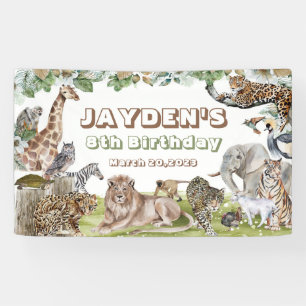 Jungle Forest Wild Animals Birthday Banner