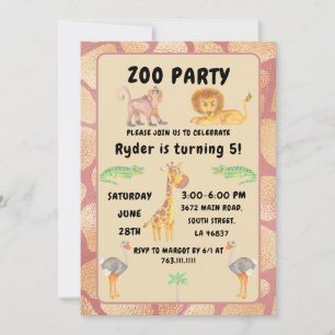 Jungle Fun Awaits: Kids Zoo Party Birthday Invitation