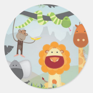 Jungle Fun Classic Round Sticker