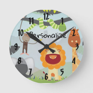Jungle Fun Round Clock