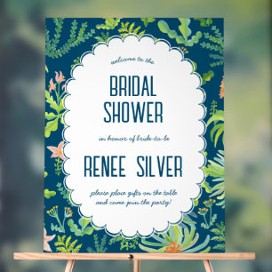 Jungle Garden Watercolor Custom BRIDAL SHOWER Acrylic Sign