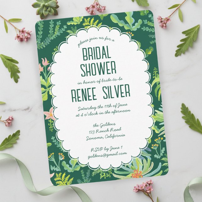 Jungle Garden Watercolor Custom BRIDAL SHOWER Invitation (Jungle Garden Watercolor Hand-painted Custom BRIDAL SHOWER Invitation
)