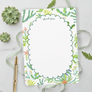 Jungle Garden Watercolor Custom BRIDAL SHOWER Thank You Card
