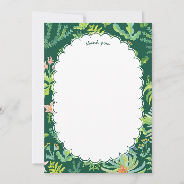 Jungle Garden Watercolor Custom BRIDAL SHOWER Thank You Card (Front)