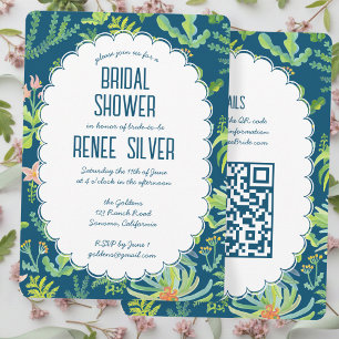 Jungle Garden Watercolor Custom QR  BRIDAL SHOWER Invitation