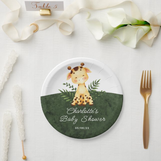 Jungle Giraffe Baby Shower 7" Plate (Wedding)