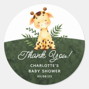 Jungle Giraffe Favour Classic Round Sticker
