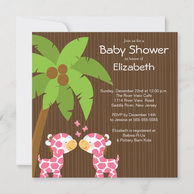 Jungle Giraffe Multiple Baby Shower Invitations (Front)