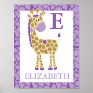 JUNGLE GIRAFFE PURPLE GIRL CUSTOM NAME PRINT