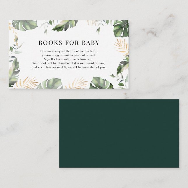 Jungle Girl Baby Shower Books for Baby Enclosure Card (Front/Back)