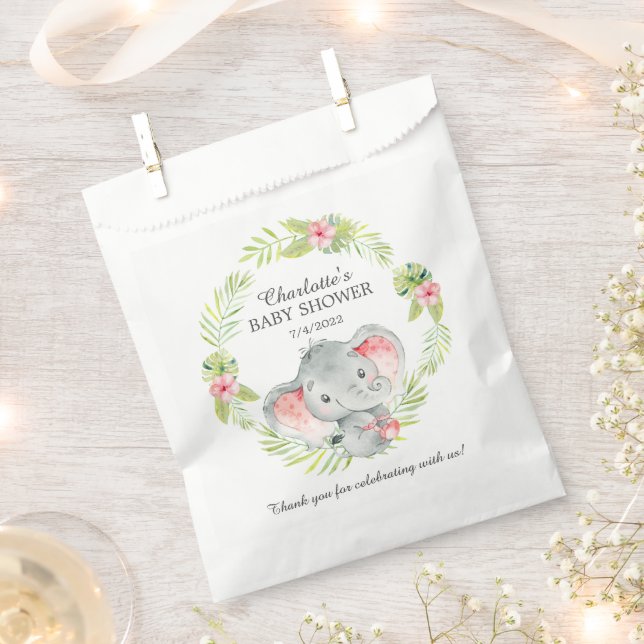 Jungle Girl Elephant Baby Shower Favour Bags (Clipped)