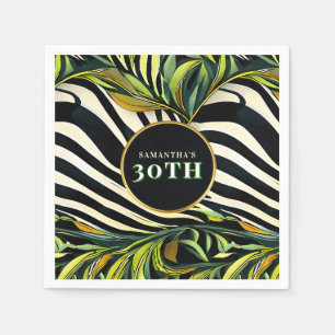 Jungle Glam Zebra Animal Print Birthday Age Napkin
