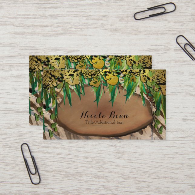 JUNGLE Gold Glam Animal Print Elegant Chic Business Card (Front/Back In Situ)