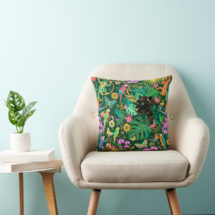 Jungle Golden Fantasy Surreal Exotic Cushion