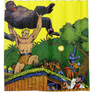 Jungle Gorilla's Lair Vintage Comics   Shower Curt Shower Curtain