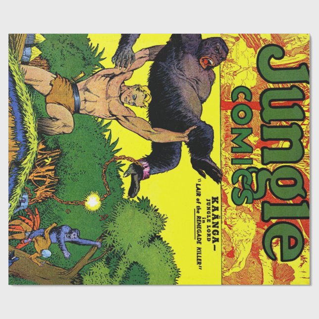 Jungle Gorilla's Lair Vintage Comics Wrapping Paper (Flat)