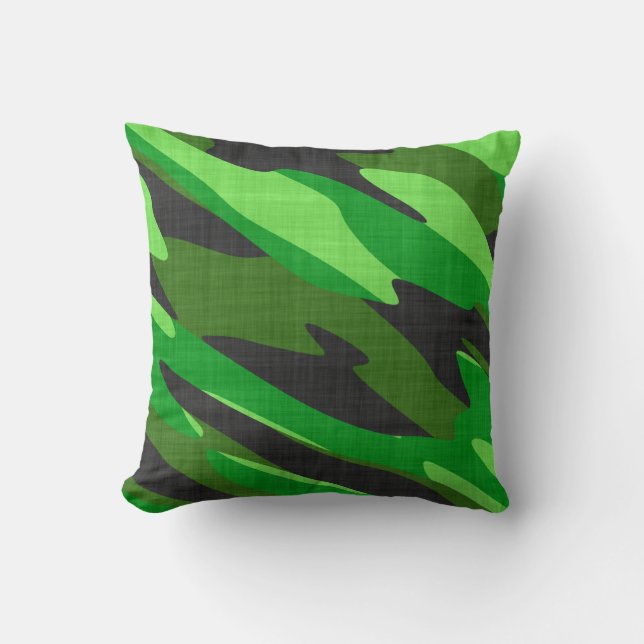 jungle green army camouflage textured cushion (Front)