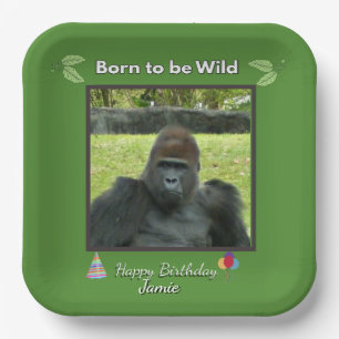 Jungle Green Gorilla Celebration Paper Plate