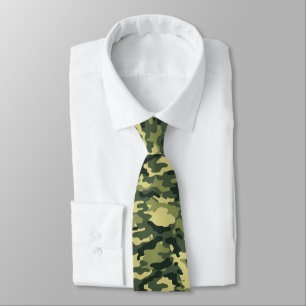 Jungle Green Military Camouflage Print Tie