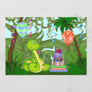 Jungle Green Snake Birthday Party Invitation