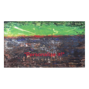 Jungle green with red accent on dark river name tag