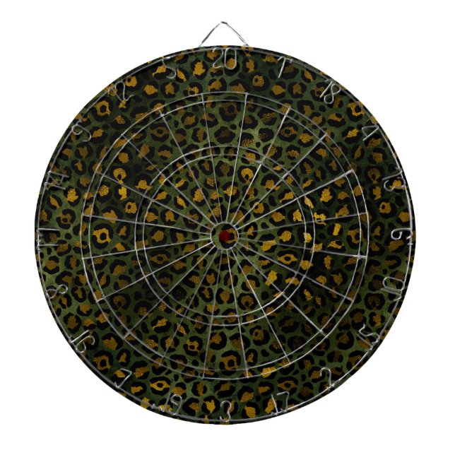 Jungle Green Yellow Cheetah Leopard Pattern Dartboard (Front)