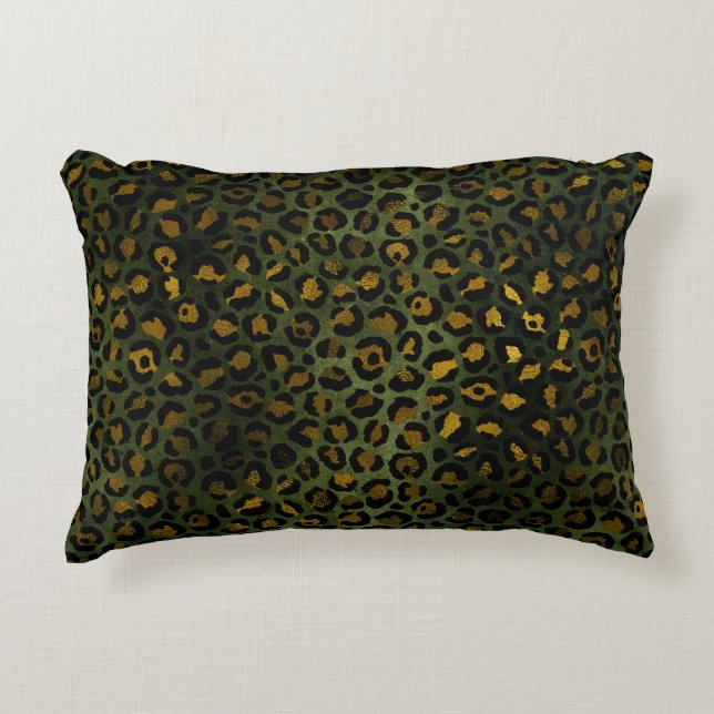 Jungle Green Yellow Cheetah Leopard Pattern Decorative Cushion (Front)