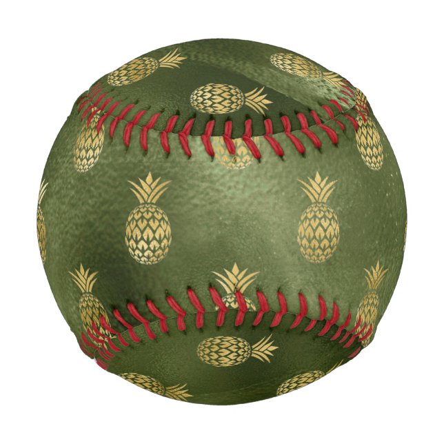 Jungle Green Yellow Pineapple Tropical Fruit Baseball (Front)