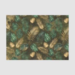 Jungle Green Yellow Tropical Palm Leaves Tissue Paper