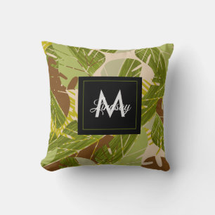 Jungle Greenery Safari Leaf Tropical Hand Drawn Cushion