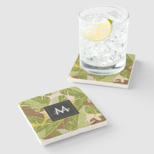 Jungle Greenery Safari Leaf Tropical Hand Drawn Stone Coaster
