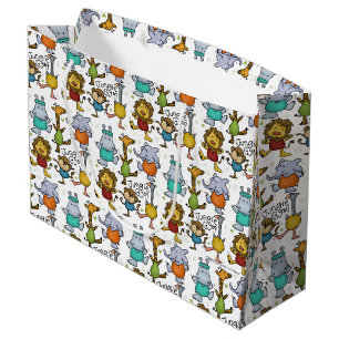 Jungle Gym Exercising Animals Large Gift Bag