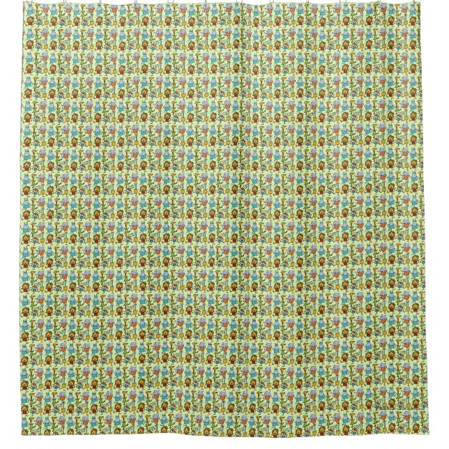 Jungle Gym Exercising Animals Shower Curtain (Front)