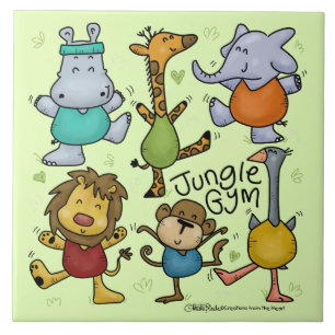 Jungle Gym Exercising Animals Tile