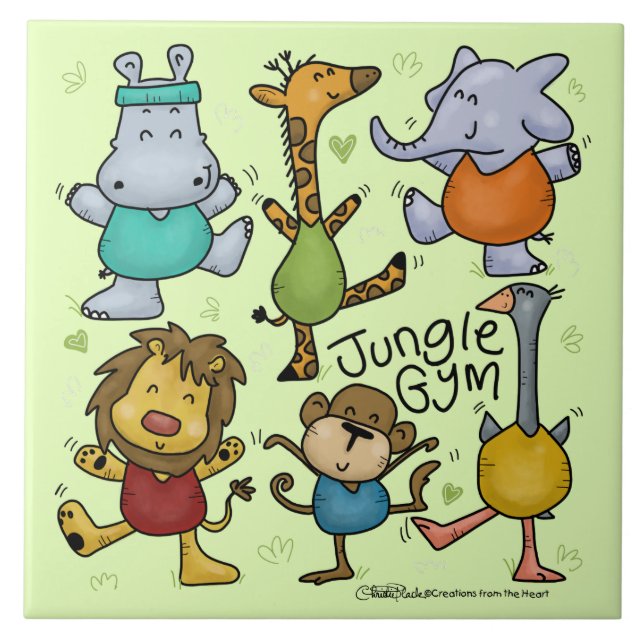 Jungle Gym Exercising Animals Tile (Front)