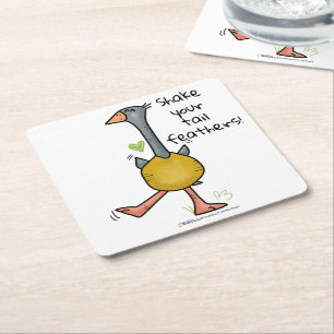 Jungle Gym Exercising Ostrich Square Paper Coaster