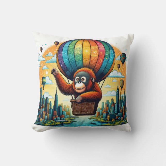 Jungle Harmony: Orangutan-Inspired  Cushion (Front)