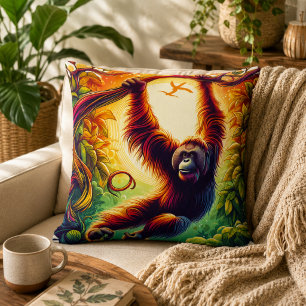 Jungle Harmony: Orangutan-Inspired  Cushion