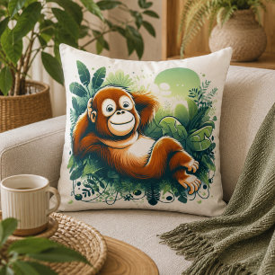 Jungle Harmony: Orangutan-Inspired Cushion