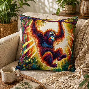 Jungle Harmony: Orangutan-Inspired Cushion