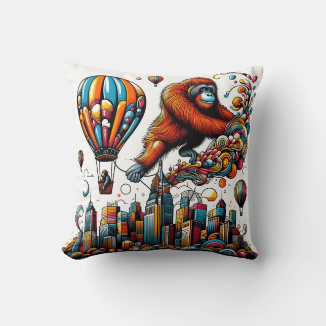 Jungle Harmony: Orangutan-Inspired  Cushion (Front)