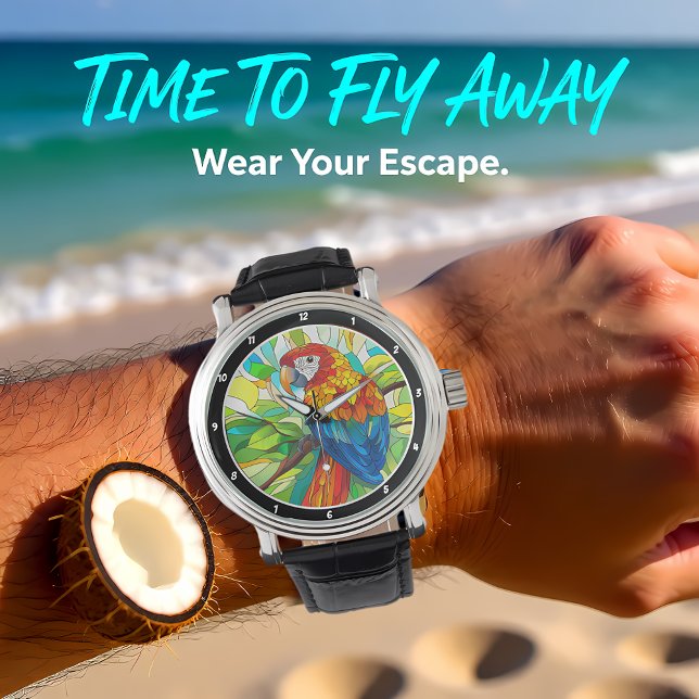 Jungle Harmony" - Stained Glass Parrot Watch (Creator Uploaded)