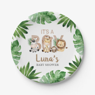 Jungle It's a Boy Baby Shower Paper Plate