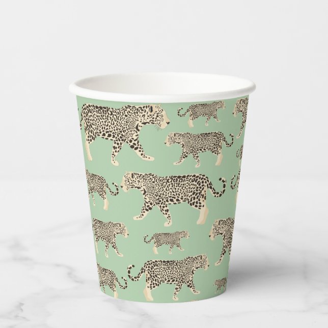 Jungle Jaguar Animal Pattern Paper Cups (Front)