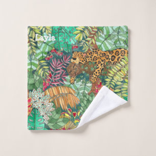 Jungle Jaguar with Name Wash Cloth