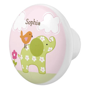 Jungle Jill Elephant Drawer Pull Ceramic Knob