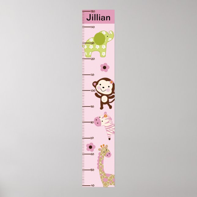 Jungle Jill/Girl Animals Centimetres Growth Chart (Front)