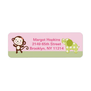 Jungle Jill Girl Animals Return Address Labels