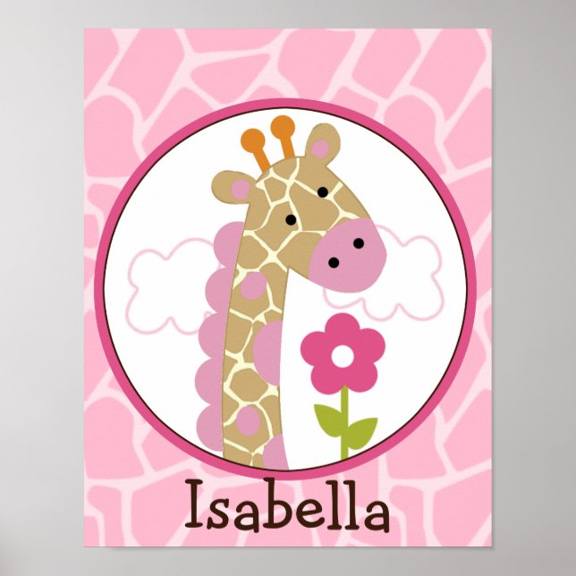 Jungle Jill /Girl Giraffe Personalized Art Poster (Front)
