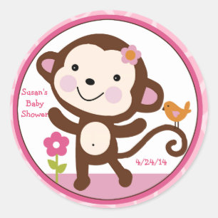 Jungle Jill/Girl Monkey/Stickers/Cupcake Toppers Classic Round Sticker